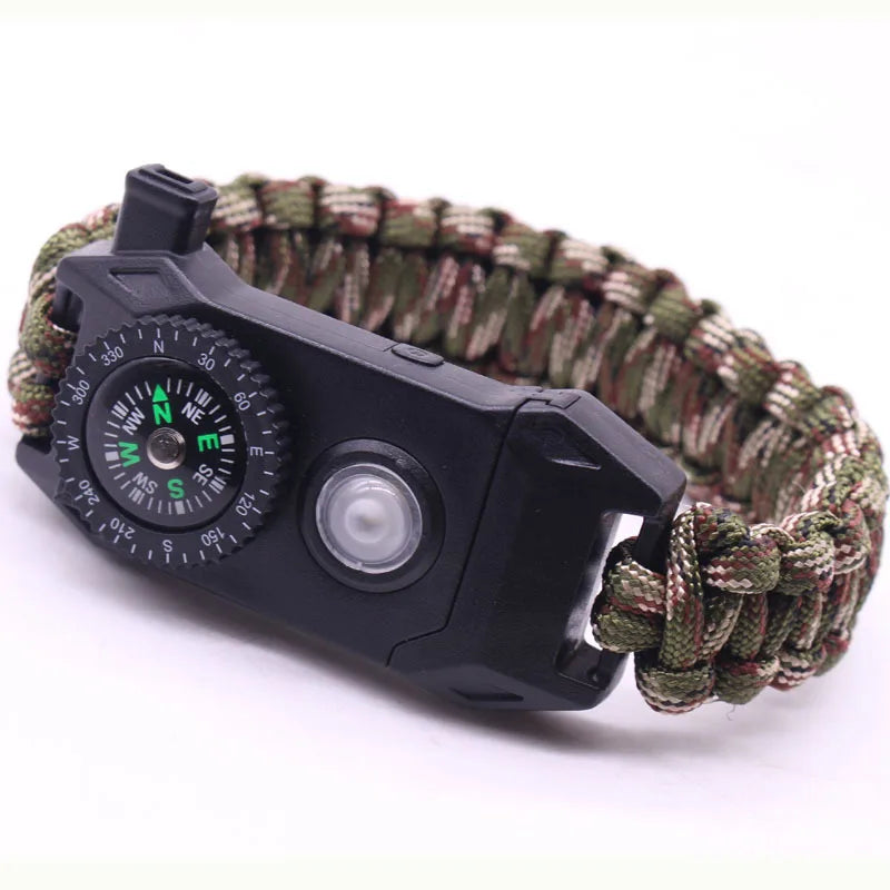 Fashion Men Outdoor LED Light Survival Umbrella Rope SOS Bracelet Emergency Rescue Bracelet Compass Sport Whistle Bracelets